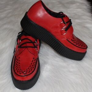 T.U.K Red and Black Platform Shoes